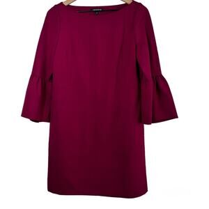 LAFAYETTE 148 NEW YORK WINE RED BLEND RUFFLE SLEEVE SHIFT MINI DRESS SIZE MEDIUM